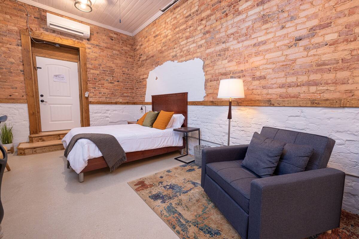 1 bedroom, desk, laptop workspace, iron/ironing board