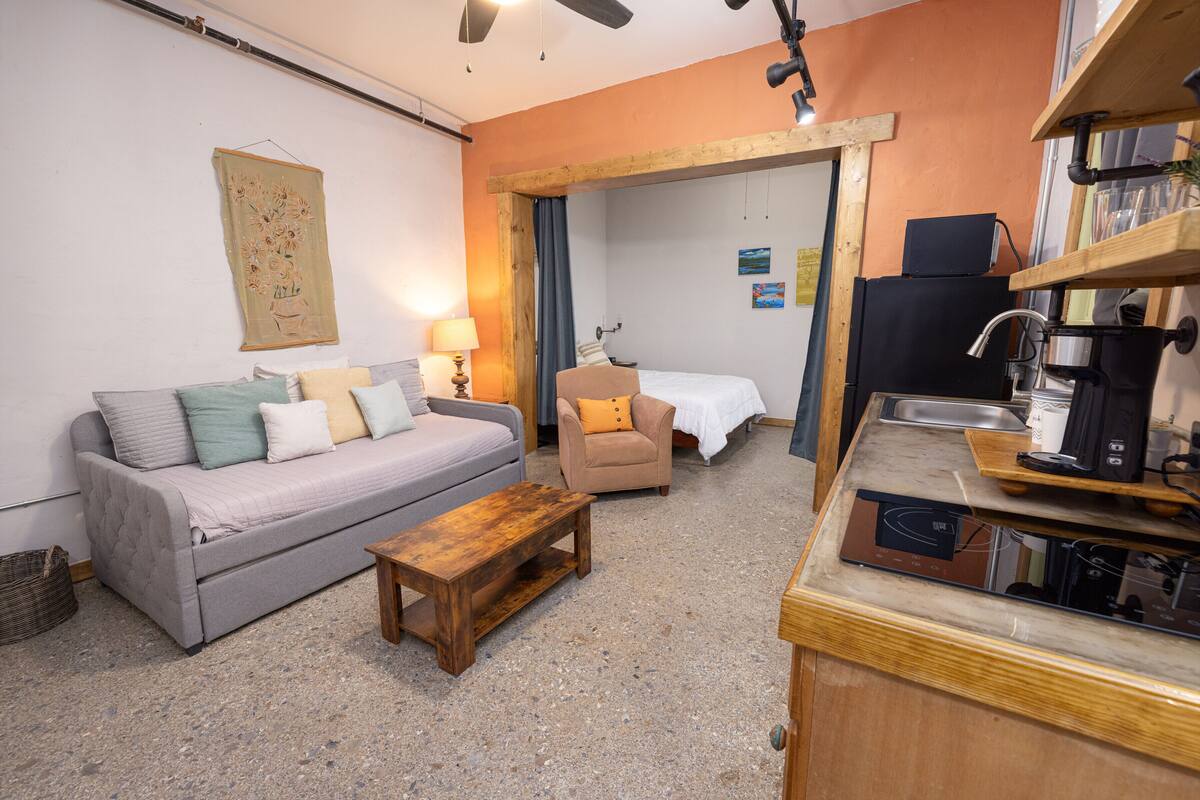 1 bedroom, desk, laptop workspace, iron/ironing board
