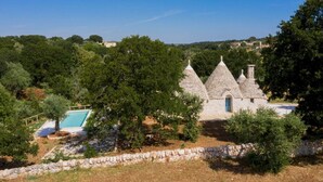 A stone villa with a swimming pool and lush greenery. - Trullo Elisa - Trullo with private pool (Monopoli)