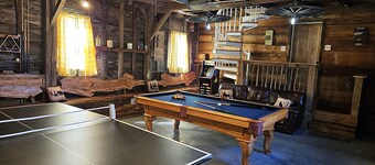 Large rustic home with gameroom. Near lakes, skiing, walk to downtown.