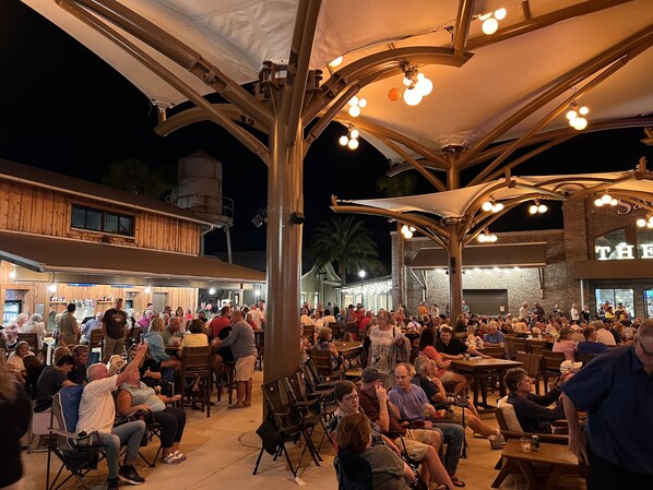 Outdoor dining - New 3 bedroom/3 bathroom home with pool and hot tub in Lake Denham!! (The Villages)