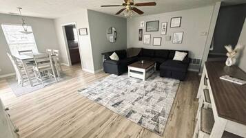 Smart TV, chimenea y libros