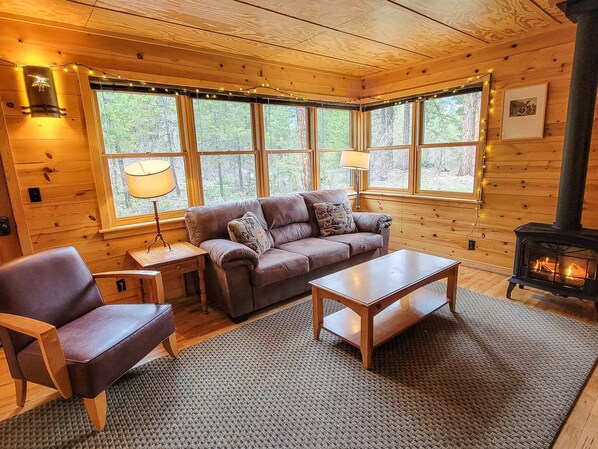 Televisión, chimenea y oficina 