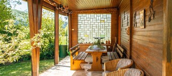 Ferienhaus 'Ferienlandhaus Ahorntal' mit Bergblick, Sauna und Kamin