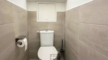 Hair dryer, towels, toilet paper