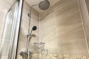 Hair dryer, towels, toilet paper