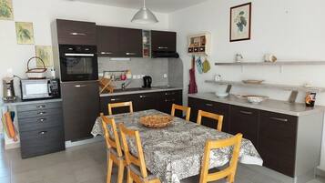 Fridge, microwave, dishwasher, coffee/tea maker