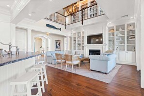 TV, caminetto, impianto stereo, studio