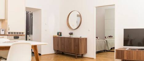 1 غرفة نوم ومكتب ومكواة/لوح كي وواي فاي