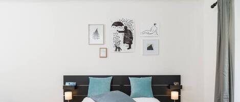 1 bedroom, desk, iron/ironing board, travel crib