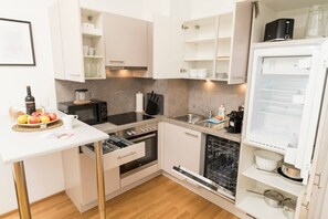 Fridge, microwave, oven, stovetop - Business Suite with Balcony (Vienna)