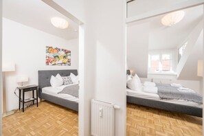 2 bedrooms, iron/ironing board, travel cot, WiFi