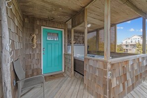 Outdoor spa tub - Oceanside Home with Soothing Hot Tub, Foosball, and Beach Access Nearby (Avon)