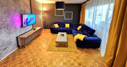 Aesthetically decorated large apartment with a large balcony and two bedrooms