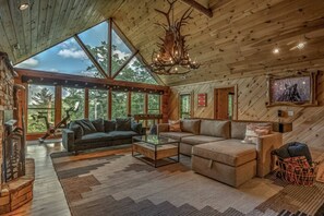 Smart TV, fireplace, table football