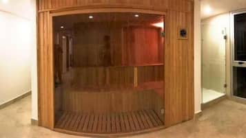 Relax in a sauna or steam room with a clear view.