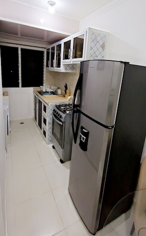 Fridge, microwave, coffee/tea maker, electric kettle