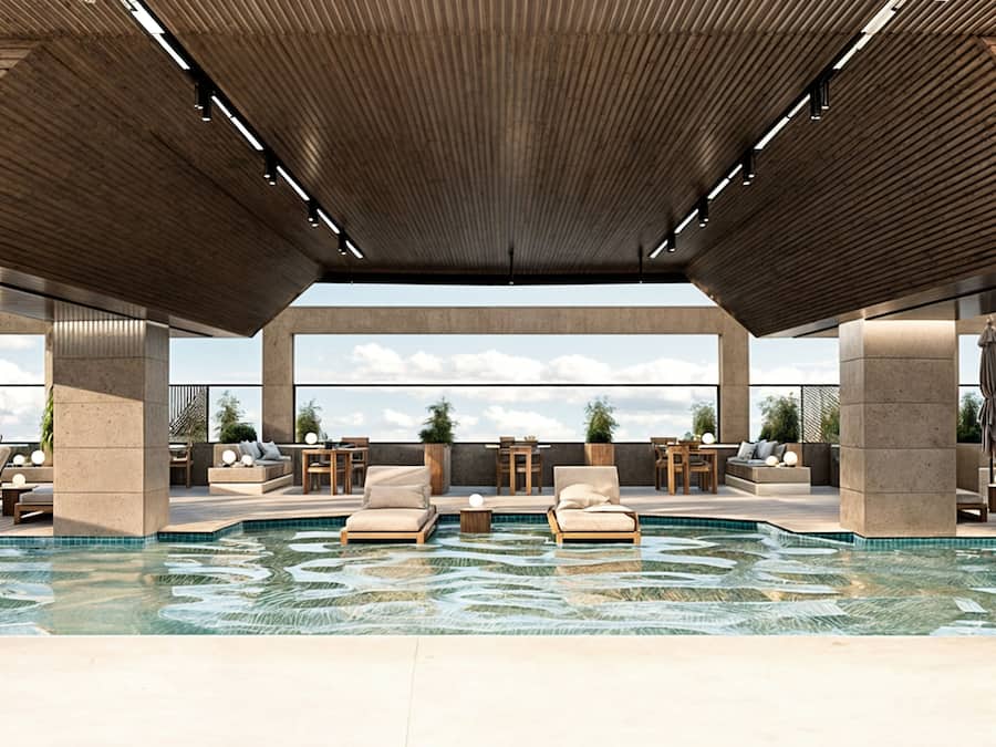 Una piscina al aire libre