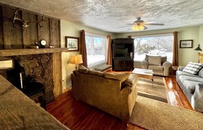 Televisión y chimenea