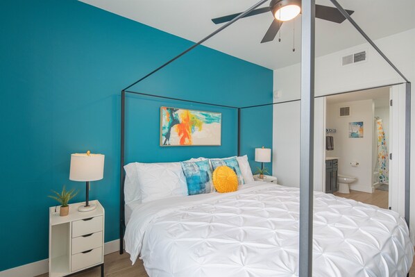 1 bedroom, desk, iron/ironing board, travel cot