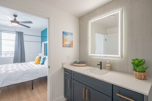 1 bedroom, desk, iron/ironing board, travel cot