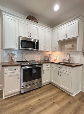 Fridge, microwave, oven, stovetop - Studio Apartment with Office Space at Lake Guntersville - Scottsboro, AL (Scottsboro)