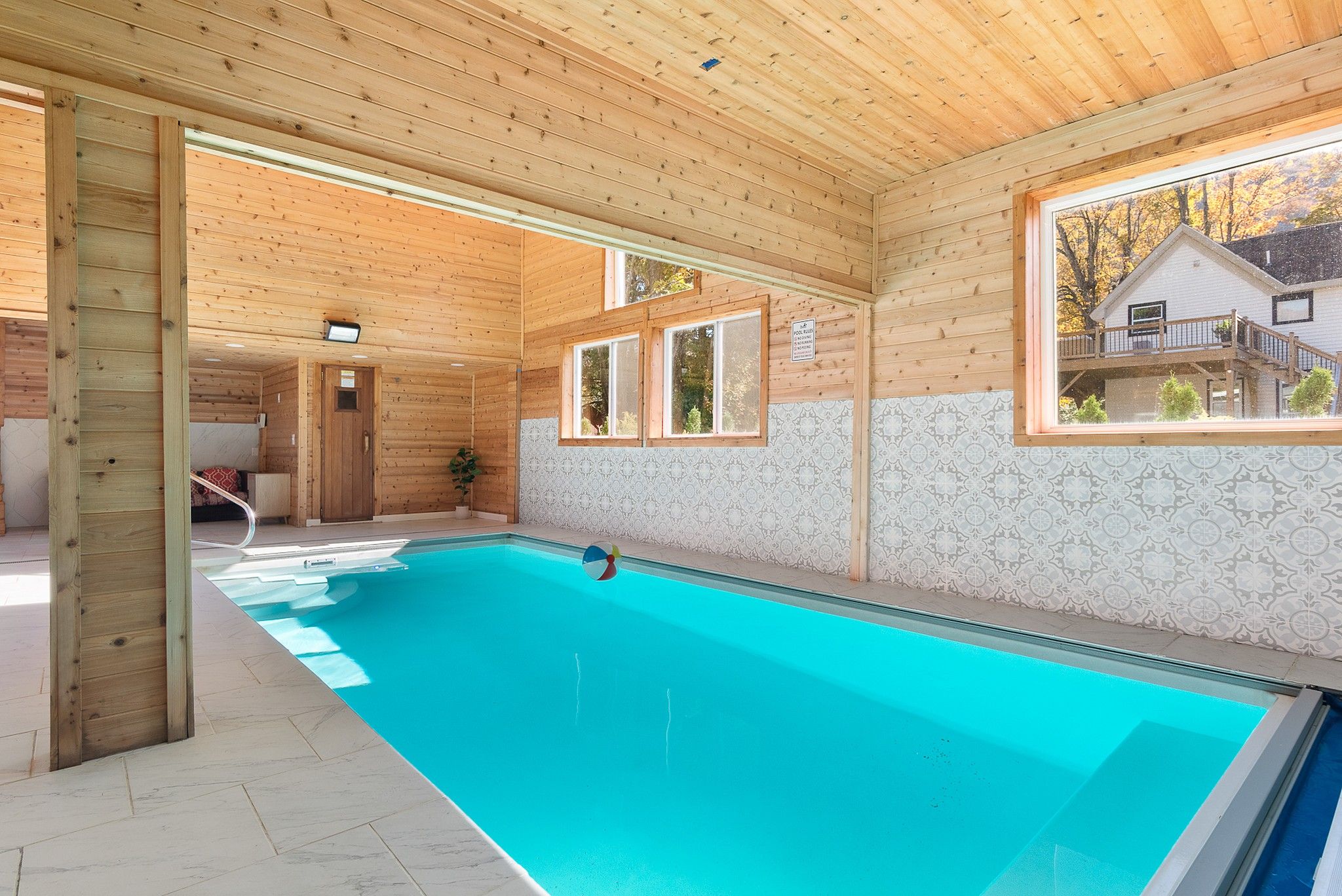 Heated indoor pool in the private pool house