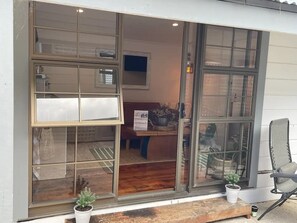 Exterior detail - Cosy guest sleep out with sauna on dairy farm (Pakaraka)