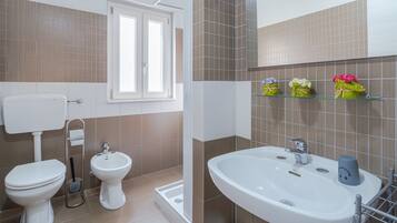 Douche, sèche-cheveux, serviettes fournies