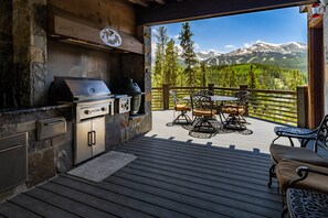 Outdoor dining - Entertaining Masterpiece, game tables, hot tub, outdoor kitchen, and incredible views! (Breckenridge)