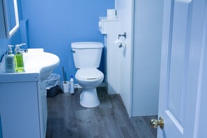 Séchoir à cheveux, serviettes fournies, shampooing, papier de toilette