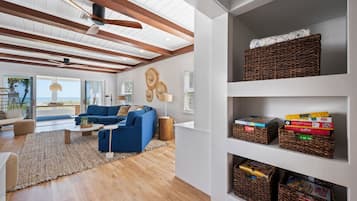 Smart TV, fireplace, stereo, printers