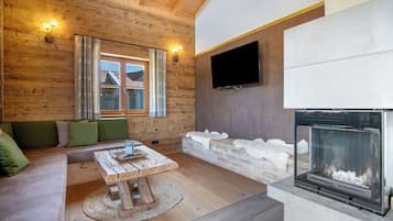 TV, fireplace