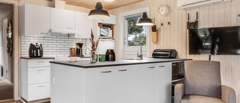 Fridge, microwave, dishwasher, high chair