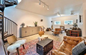 TV, fireplace, video games, stereo