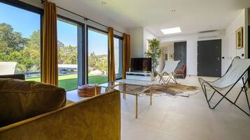 Luxury Villa, 2 Bedrooms, Private Pool (Villa Erba Barona) | Living area | 50-inch flat-screen TV with cable channels