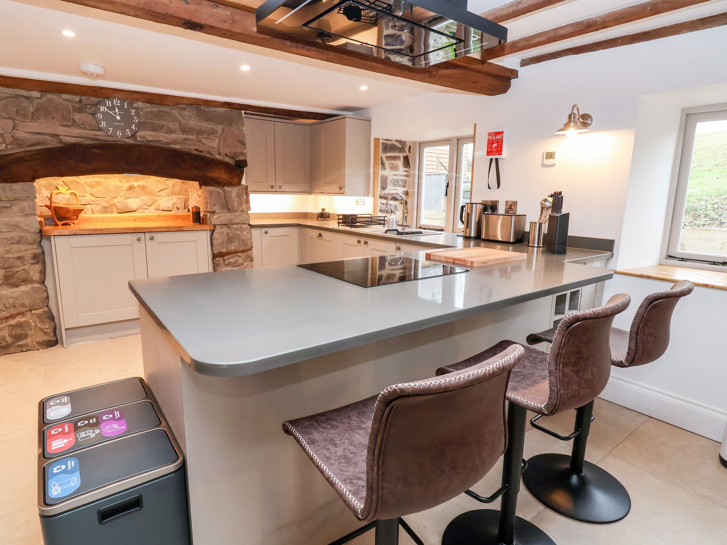 Fridge, dishwasher, electric kettle, toaster