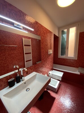 Ducha, secador de pelo, bidet, toallas