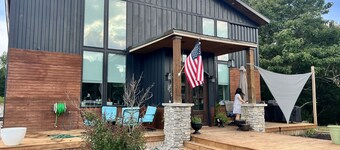 Shipping container home with no neighbors in sight. 