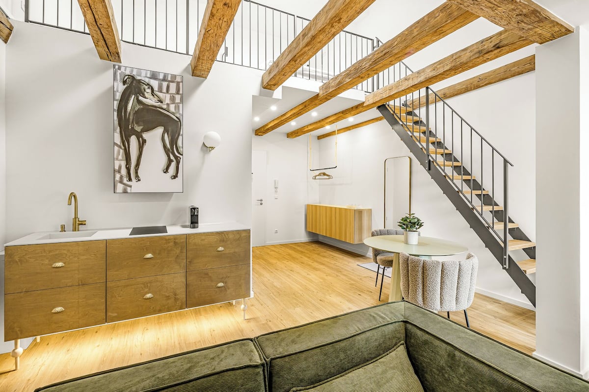 Gallery Loft | Premium bedding, down comforters, desk, laptop workspace