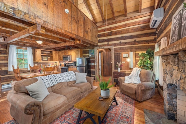 Smart TV, fireplace, DVD player