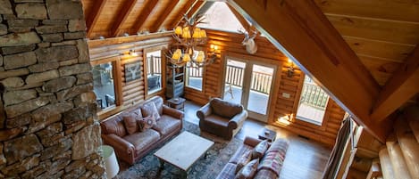 Smart TV, fireplace, foosball, books