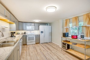 Microwave, oven, stovetop, dishwasher