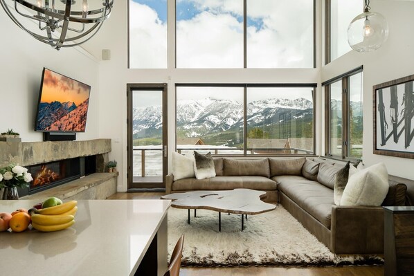 Fireplace - 6 Silver Peaks (3-Bedroom Home) with Mountain view by Moonlight Basin Lodging (Big Sky)