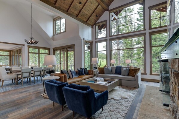 Living area - 6 Diversion Lane (5-Bedroom Home) with Mountain view by Moonlight Basin Lodging (Big Sky)