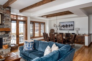 Fireplace - Luxury Suite 6A (3-Bedroom Condo) with Mountain view by Moonlight Basin Lodging (Big Sky)