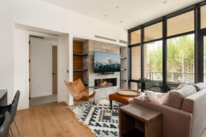 Fireplace - 221 LakeLodge (2-Bedroom Condo) with Pool by Moonlight Basin Lodging (Big Sky)