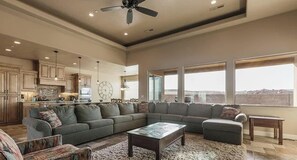 TV, fireplace, offices