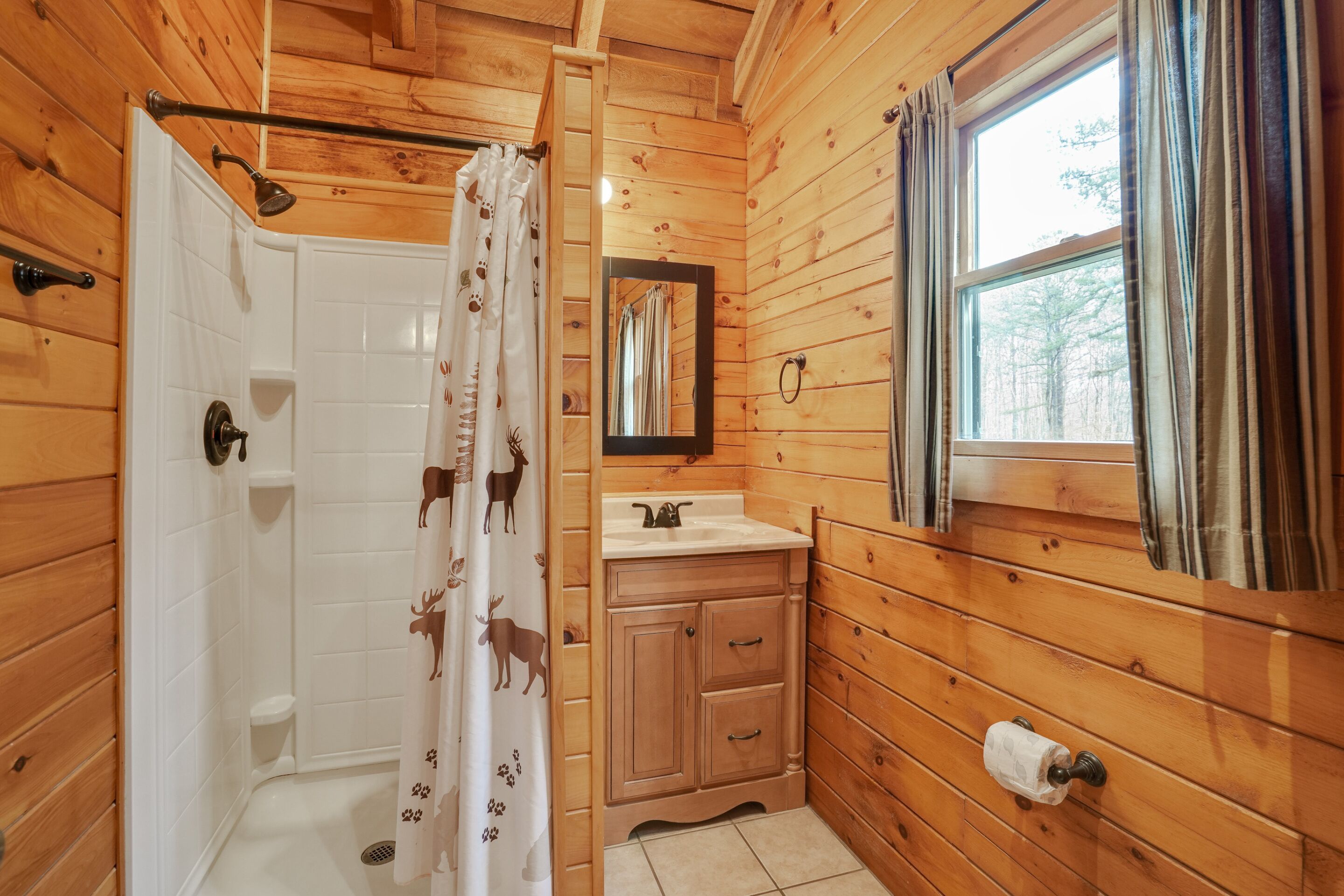 Shower, towels, soap, shampoo