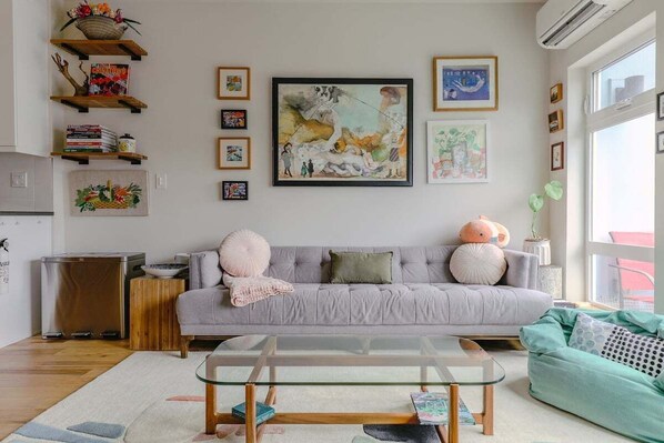 Smart TV, books, stereo, computer monitors